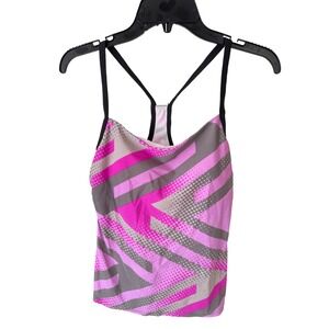 Nike Pink Gray Geometric Print Swim Top Tankini Top Tank‎ Women's Size M NWT
